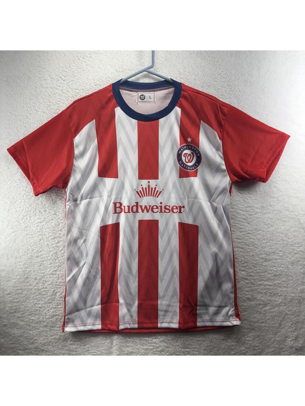 Washington Nationals Budweiser Soccer Jersey Baseball Shirt Mens Large SGA